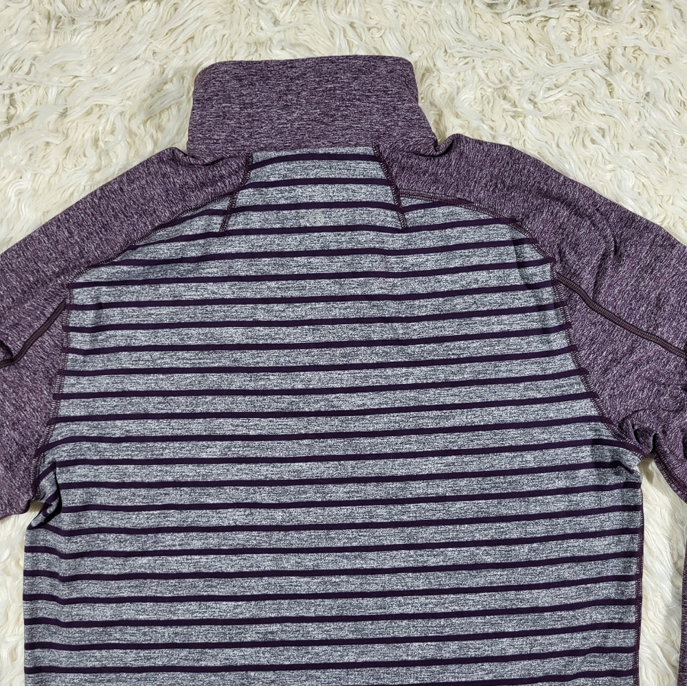 Lululemon Surge Warm 1/4 Zip Pullover Yachtie Stripe Heathered Grey Purple Large - Picture 13 of 16